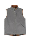 Front view of the gray men's outdoor sherpa lined vest