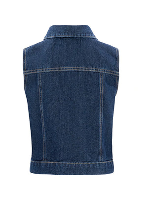Women's Vintage Zipper Denim Vest