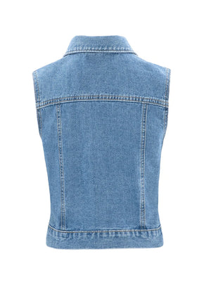 Women's Vintage Zipper Denim Vest