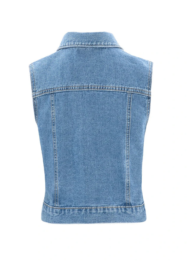 Women's Vintage Zipper Denim Vest