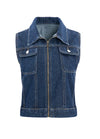 Women's Vintage Zipper Denim Vest