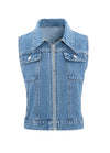 Women's Vintage Zipper Denim Vest