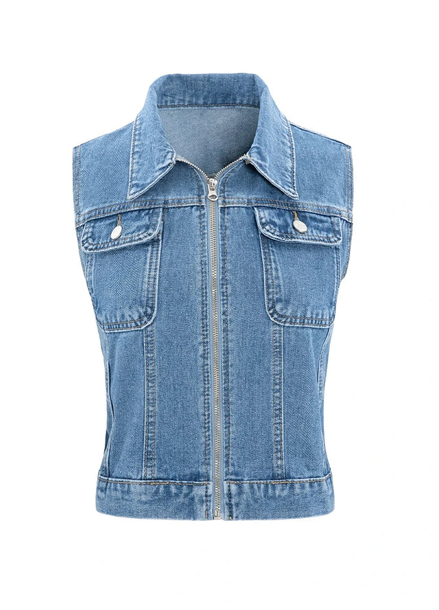 Women's Vintage Zipper Denim Vest