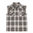 Front view of turquoise kid's pearl snap western plaid vest