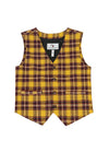 Front view of kids golden yellow plum dressy suit vest