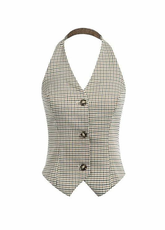 Women's Vintage  Halterneck Waistcoat, Dressy Suit Vest