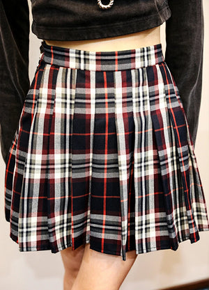 Women's Nocturne High-Waisted Plaid Pleated Mini Skirt