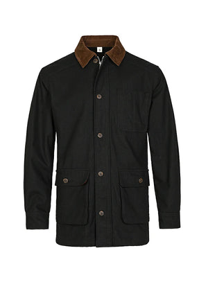 Front view of the black men's cozy heritage vintage field jacket-XR807BK-M,XR807BK-L,XR807BK-XL,XR807BK-XXL