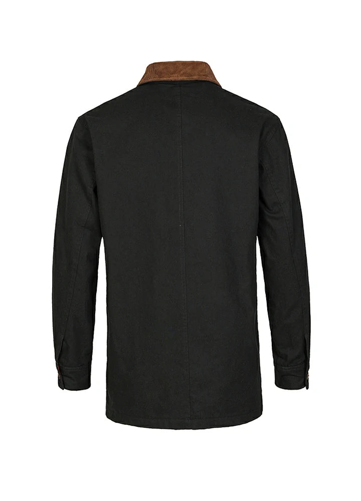 Back view of the black men's cozy heritage vintage field jacket-XR807BK-M,XR807BK-L,XR807BK-XL,XR807BK-XXL