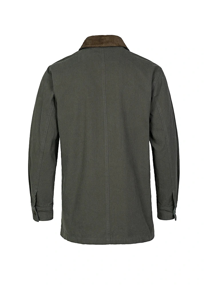 Back view of the gray men's classic field shirt jacket-XR807GY-M,XR807GY-L,XR807GY-XL,XR807GY-XXL