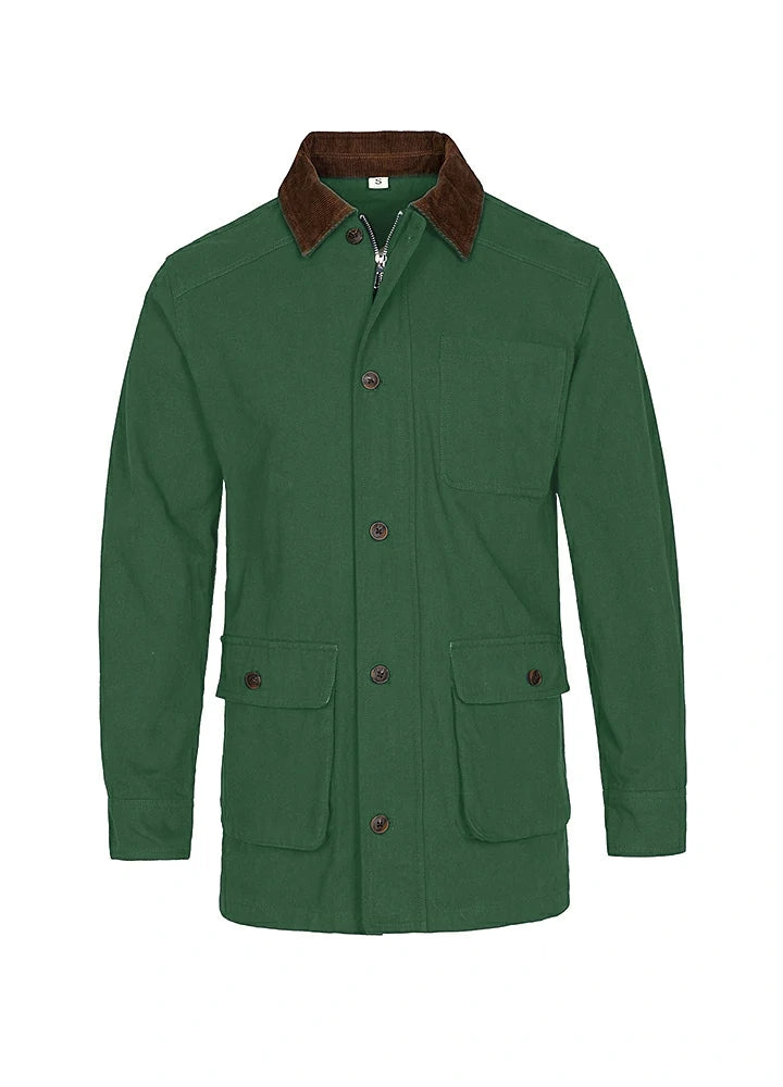 Front view of moss men's heritage vintage field jacket-XR807MS-M,XR807MS-L,XR807MS-XL,XR807MS-XXL