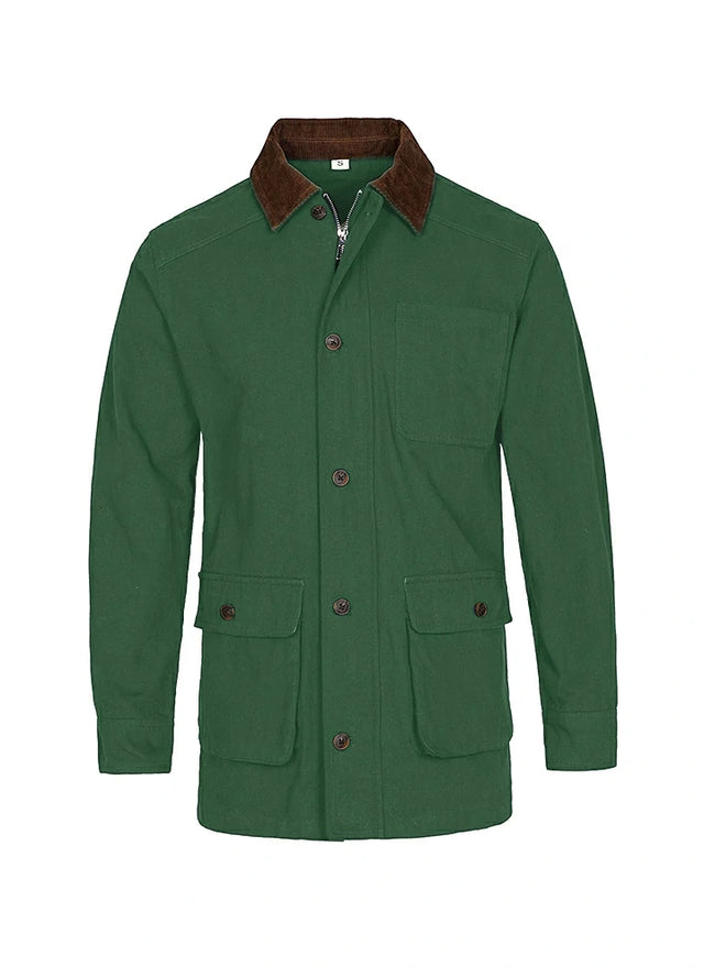 Front view of moss men's heritage vintage field jacket-XR807MS-M,XR807MS-L,XR807MS-XL,XR807MS-XXL