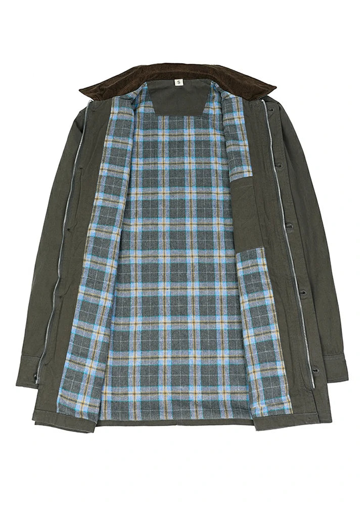 Front view of the lining of the gray men's classic field shirt jacket-XR807GY-M,XR807GY-L,XR807GY-XL,XR807GY-XXL
