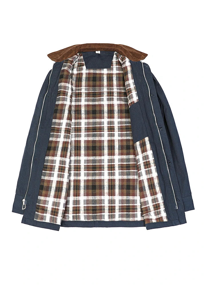 Front view of the lining of the navy men's heritage vintage field jacket-XR807NY-M,XR807NY-L,XR807NY-XL,XR807NY-XXL