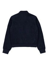 Back view of navy men's vintage corduroy shirt jacket