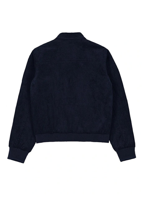 Back view of navy men's vintage corduroy shirt jacket