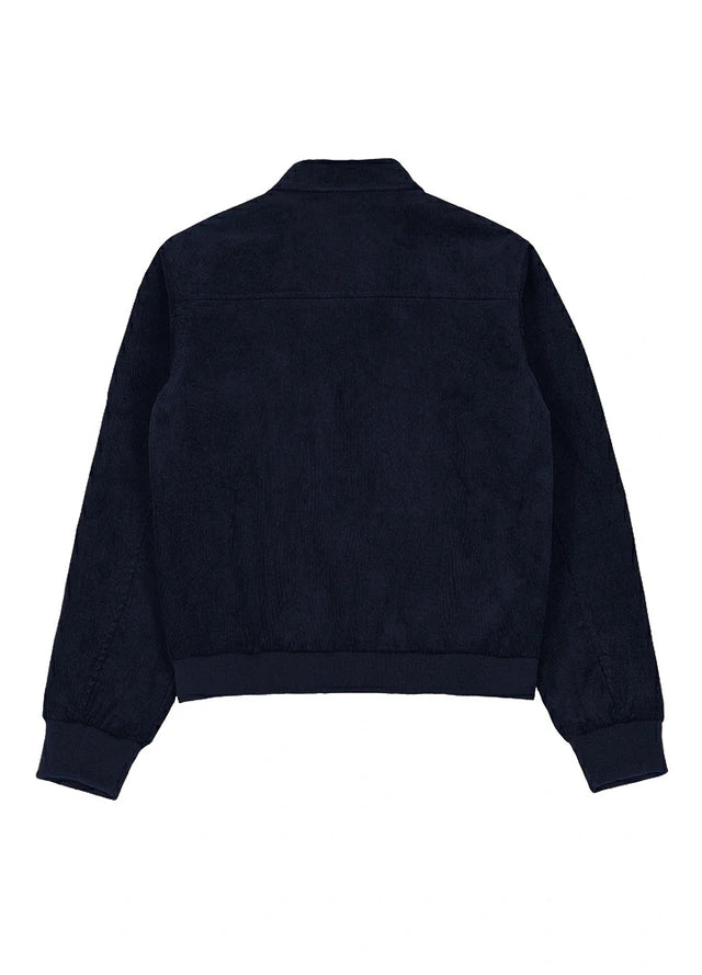 Back view of navy men's vintage corduroy shirt jacket