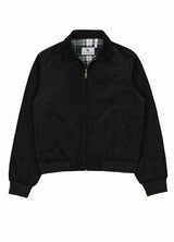 Front view of black men's vintage corduroy jacket 