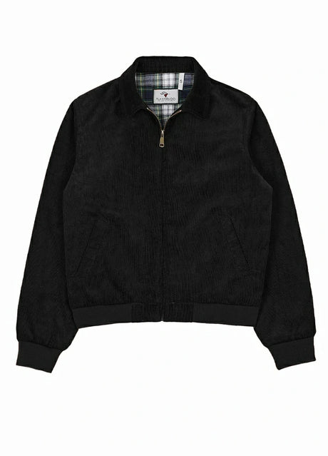 Front view of black men's vintage corduroy jacket 