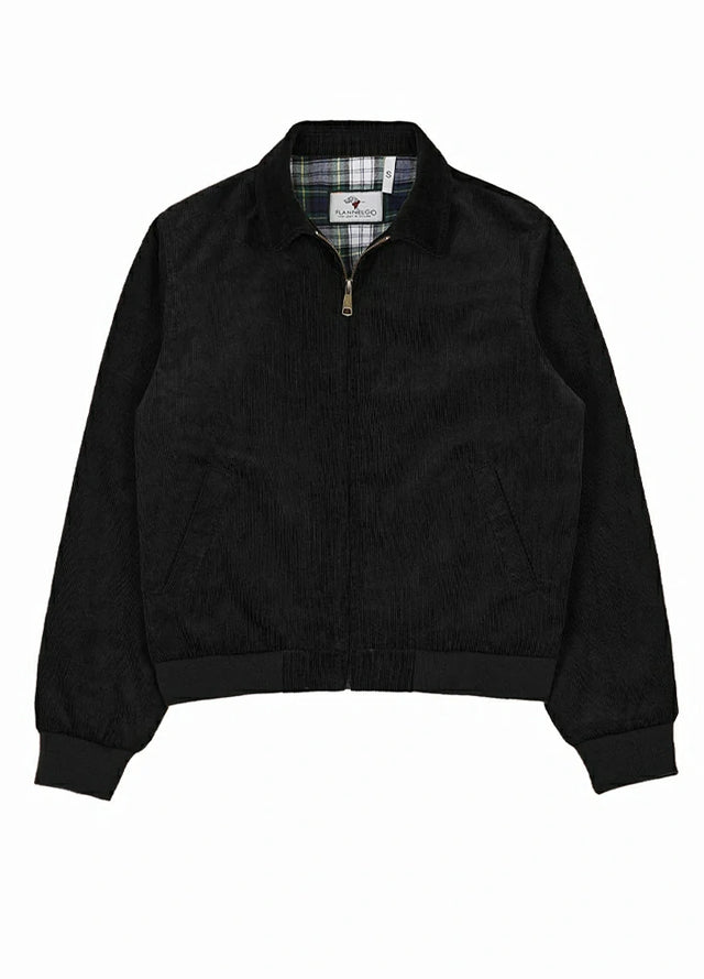 Front view of black men's vintage corduroy jacket 