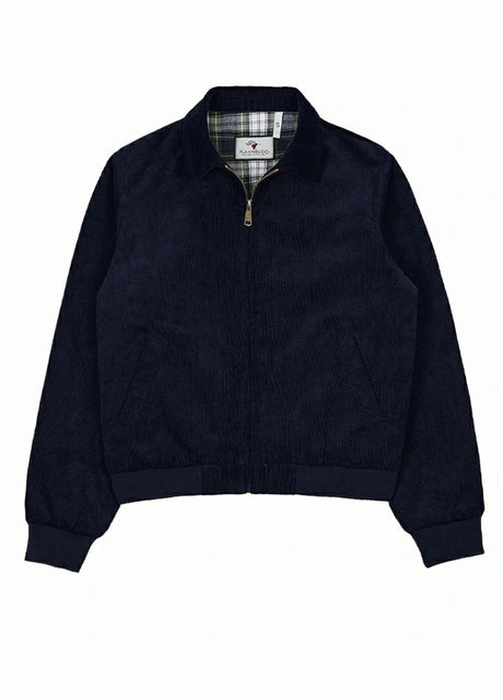 Front view of navy men's vintage corduroy jacket