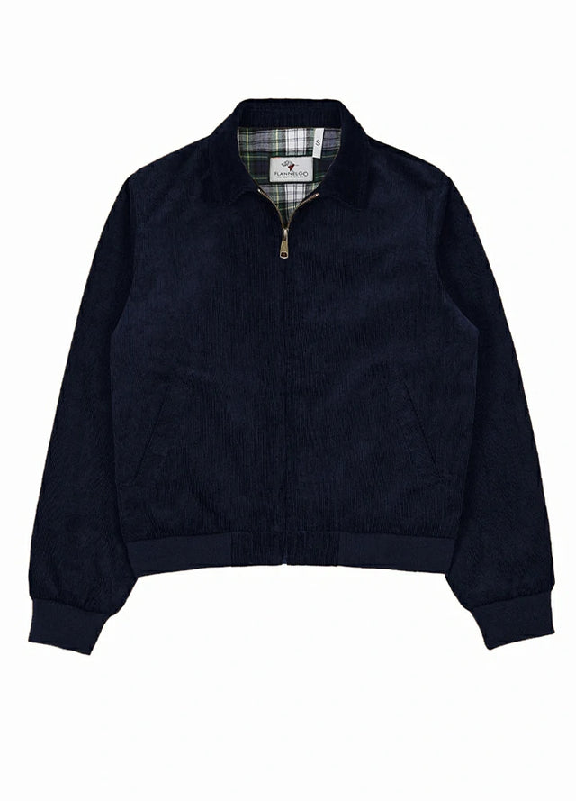 Front view of navy men's vintage corduroy jacket