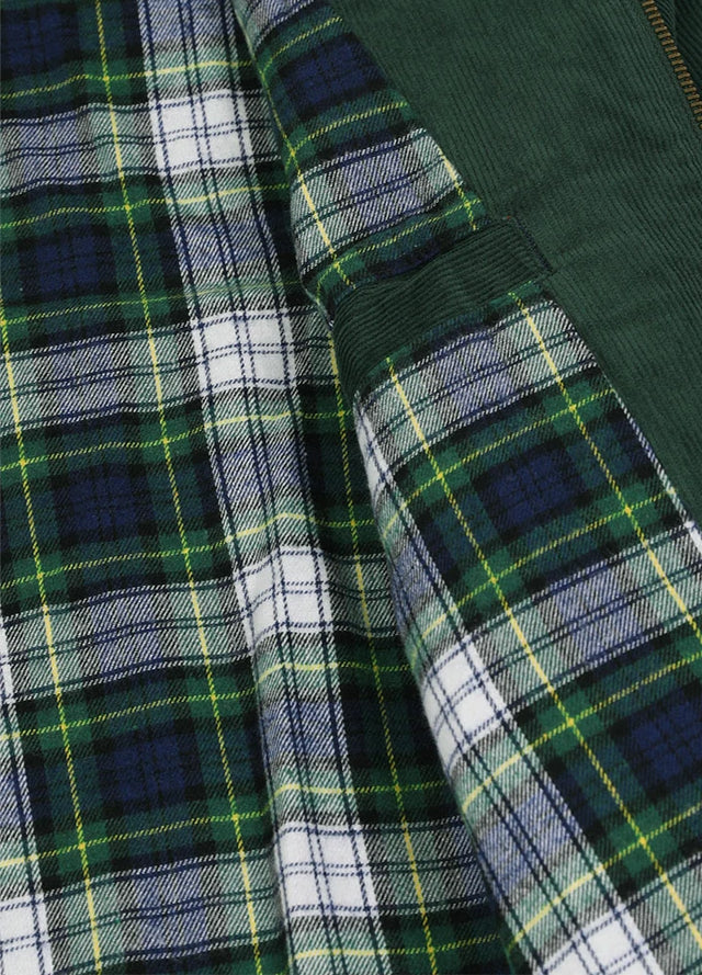 Close-up of the inner pocket of moss men's cozy corduroy solid shirt jacket
