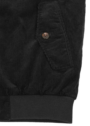 Close up of the pocket of a black men's classic harrington corduroy jacket-XR8541HS-S,XR8541HS-M,XR8541HS-L,XR8541HS-XL,XR8541HS-XXL