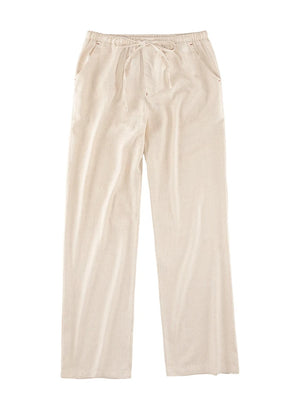 Men’s Linen Blend Pull-On Beach Pants, Relaxed Fit