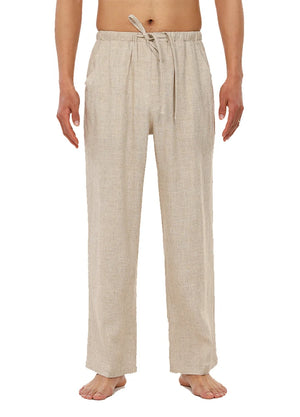 Men’s Linen Blend Pull-On Beach Pants, Relaxed Fit