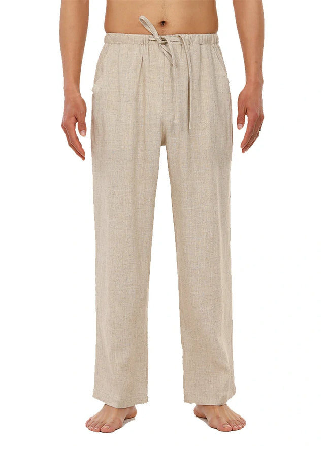 Men’s Linen Blend Pull-On Beach Pants, Relaxed Fit