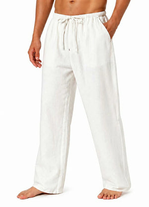 Men’s Linen Blend Pull-On Beach Pants, Relaxed Fit