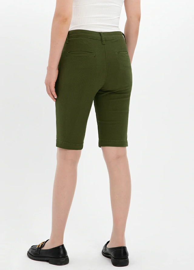 Women's Summer Solid Stretch Bermuda Shorts, 10 inch