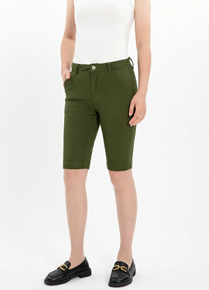Women's Summer Solid Stretch Bermuda Shorts, 10 inch