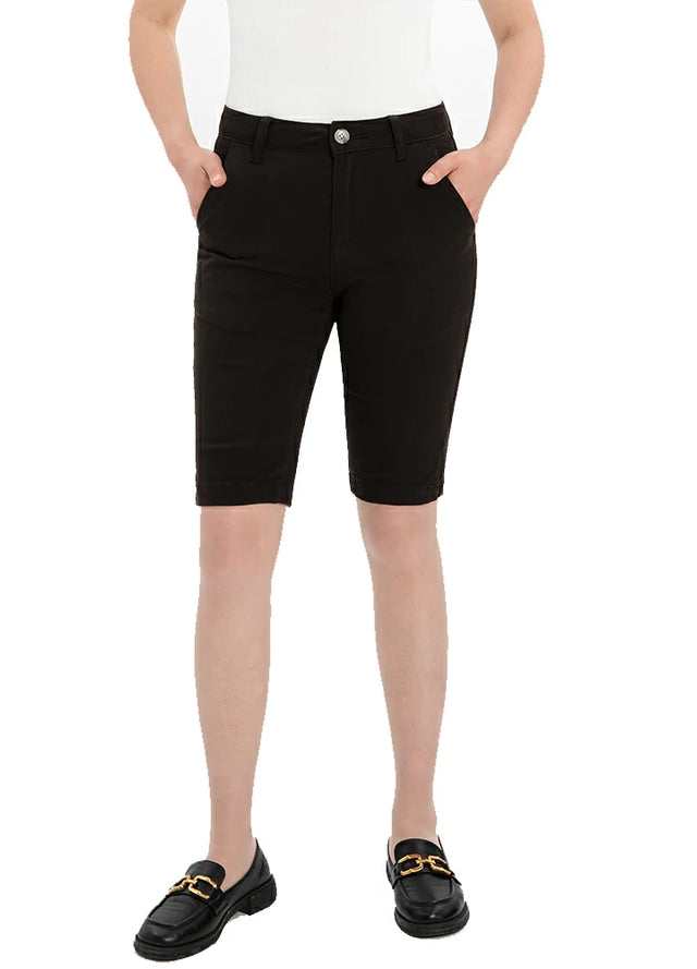 Women's Summer Solid Stretch Bermuda Shorts, 10 inch