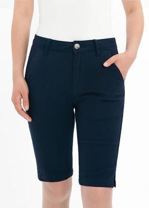 Women's Summer Solid Stretch Bermuda Shorts, 10 inch