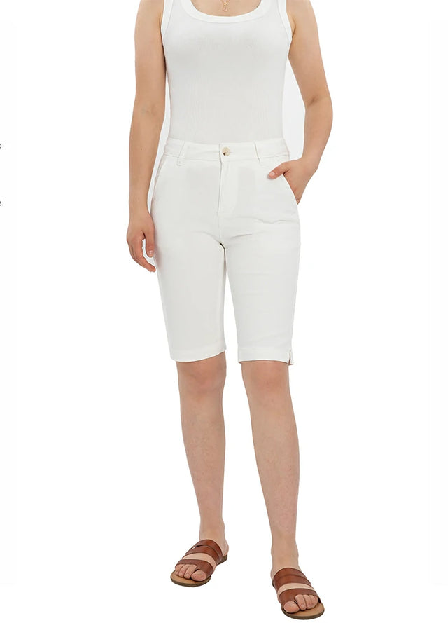 Women's Summer Solid Stretch Bermuda Shorts, 10 inch