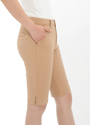 Women's Summer Solid Stretch Bermuda Shorts, 10 inch