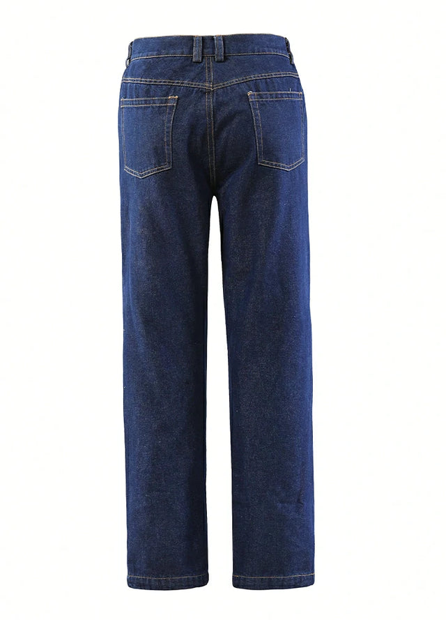 Men's Flannel Lined Jeans,Straight Leg