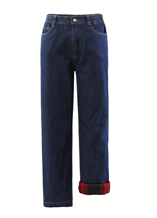 Men's Flannel Lined Jeans,Straight Leg