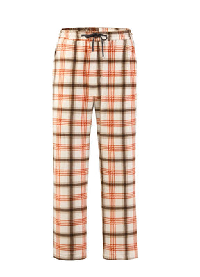 Front view of rust red women's fleece plaid pajama pants-XR9122RR-S,XR9122RR-M,XR9122RR-L,XR9122RR-XL