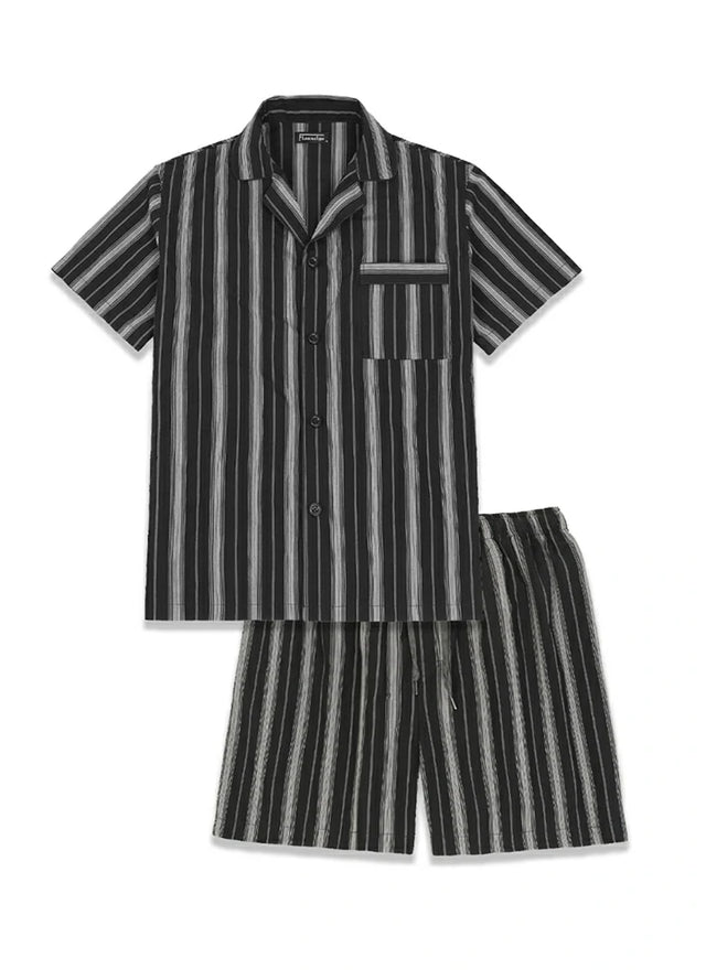 Men's Seersucker Cotton Short Sleeve Pajama Set