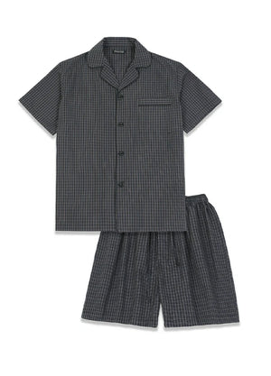 Men's Seersucker Cotton Short Sleeve Pajama Set
