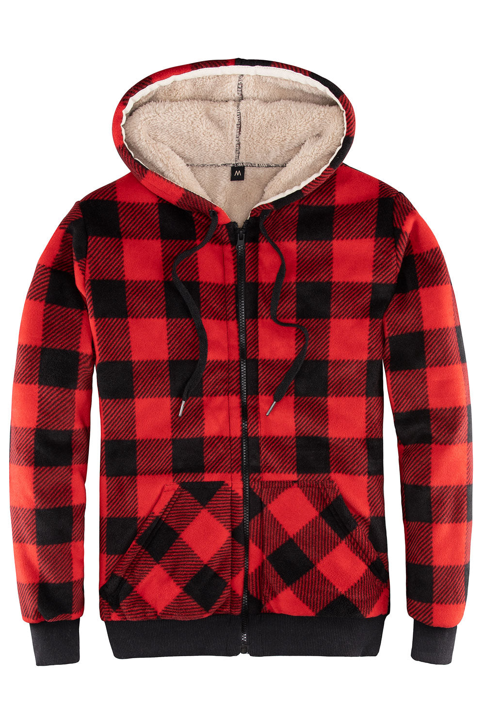 Women s Sherpa Lined Hoodie Jacket Plaid Zip Up Hooded Sweatshirt FlannelGo