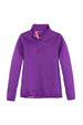 Front view of a women's winter purple 1/4 fleece quilted shirt pullover