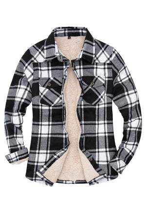 Women's Sherpa Lined Flannel Shirt Jacket, Button Down