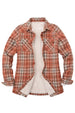Women's Sherpa Lined Flannel Shirt Jacket,Button Down Flannel Shacket