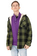A boy wearing a purple fleece pullover shirt as underlayer