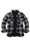 Front view of boys grey flannel shirt jacket