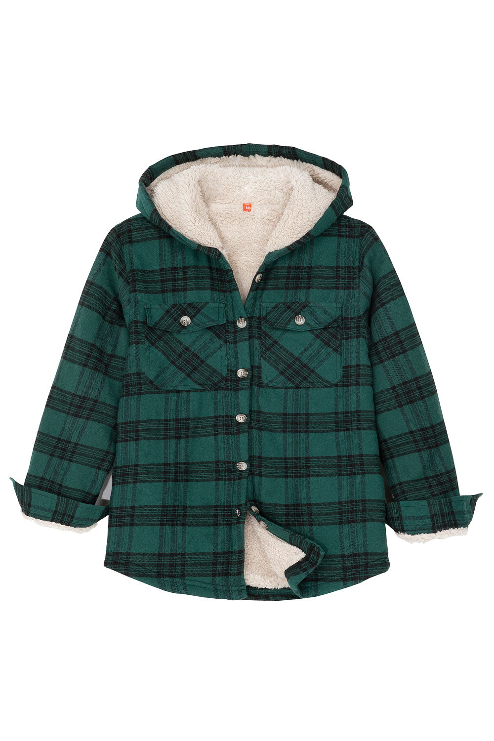 Boys Sherpa Lined Flannel Plaid Shirt Jacket,Hooded Flannel Jacket Kids